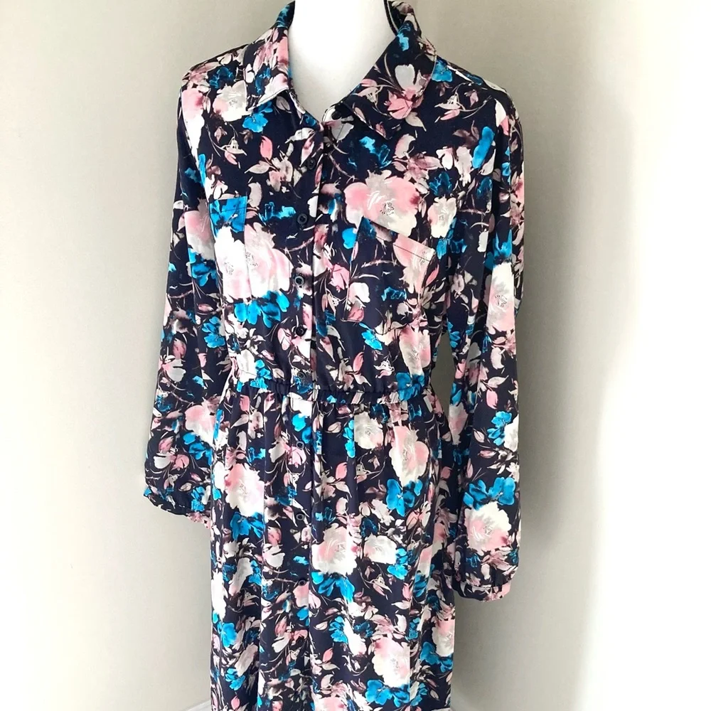 Torrid Midi Studio Crepe De Chine Long Sleeve Button Front Shirtdress Size 1X